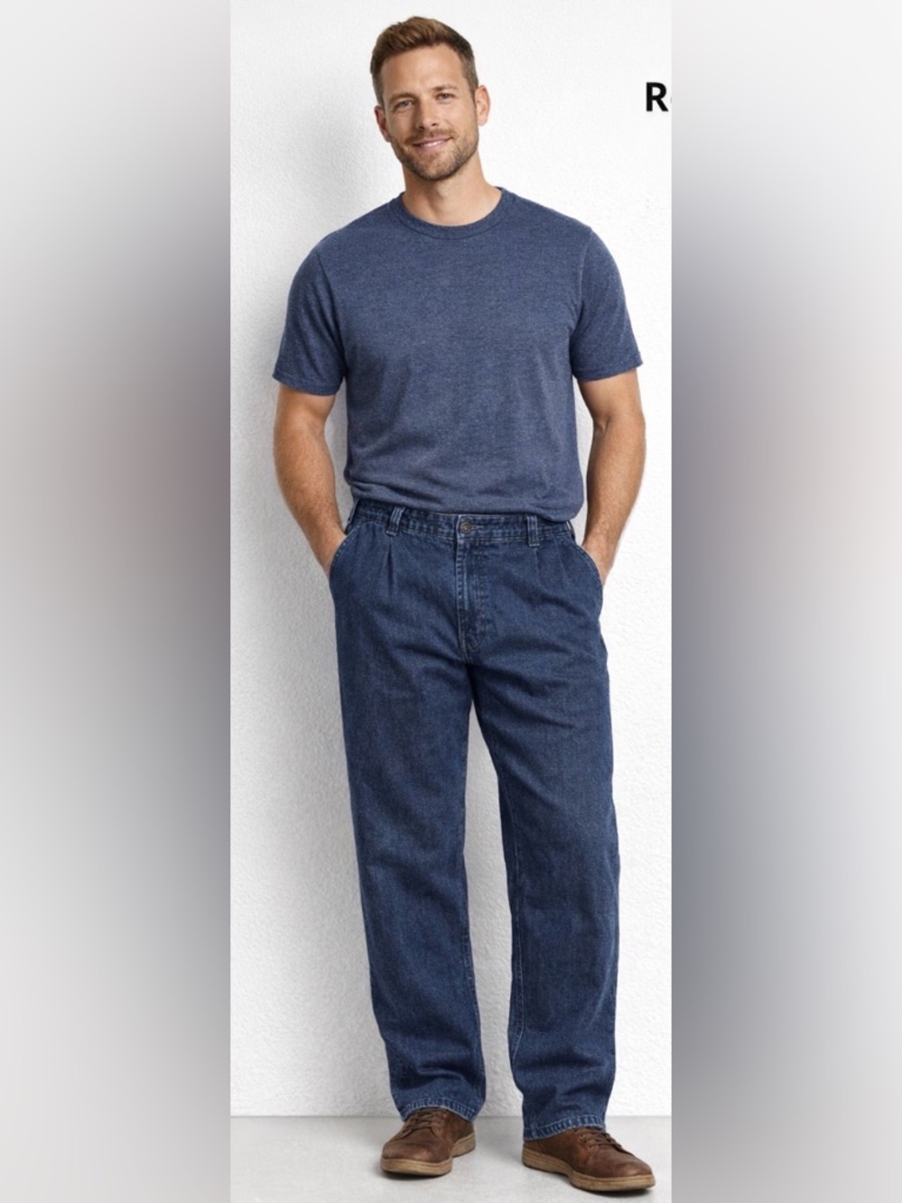 Eddie Bauer Men’s Sz 40 x 30, Relaxed Fit, Elastic Waist, Medium Wash Jeans, GUC